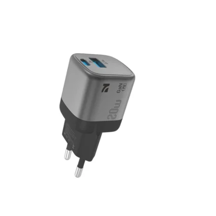 NCC Charger CD-0102 EU 20W GaN USB-A + USB-C – Cargador Rápido Dual, Compacto y Seguro (Negro)