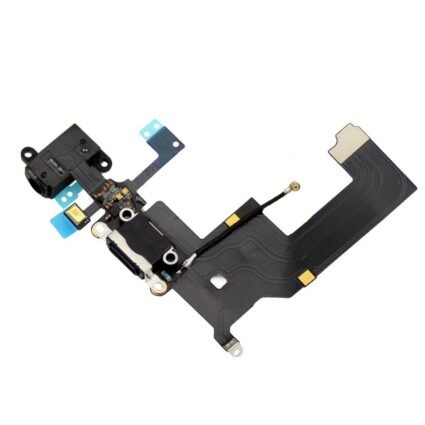 Flex con conector de carga y jack de audio color negro para iPhone 5