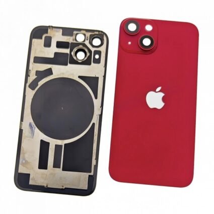 Tapa Trasera Con Soporte Metal Y Lente para iPhone 14 – Rojo